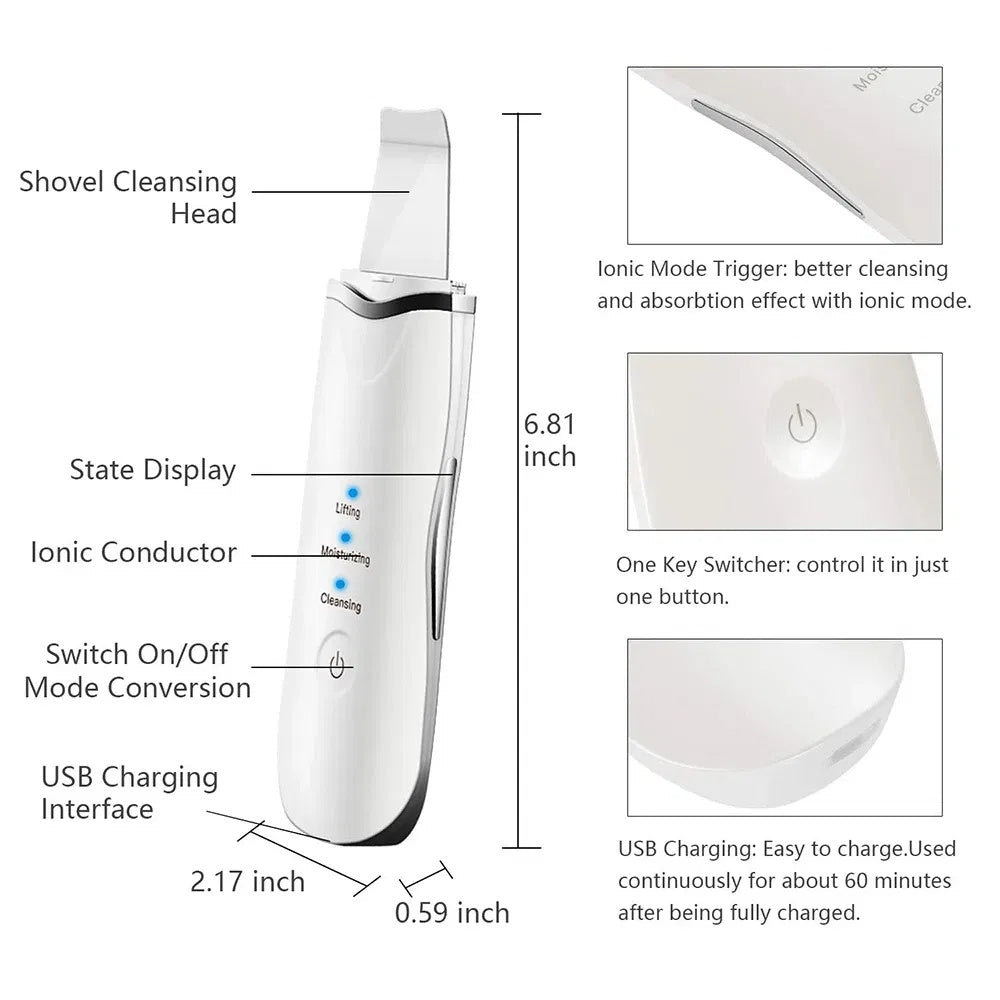 ClearSkin™ Ultrasonic Facial Spatula – Deep Cleanse & Glow